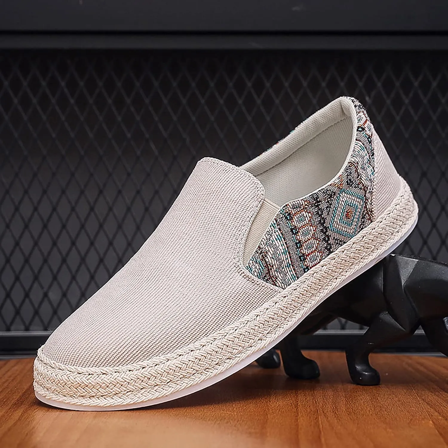 2022 Men's New Spring and Autumn Fisherman's Shoes Canvas Thick Soled Slip On Mens Slip on Shoes Casual Summer Mesh
