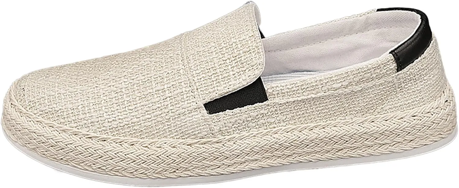 2023 Summer Men's Lazy Linen Casual Shoes Korean Students with A Straw Woven Board Shoes Men Casual Men Shoes Size 13