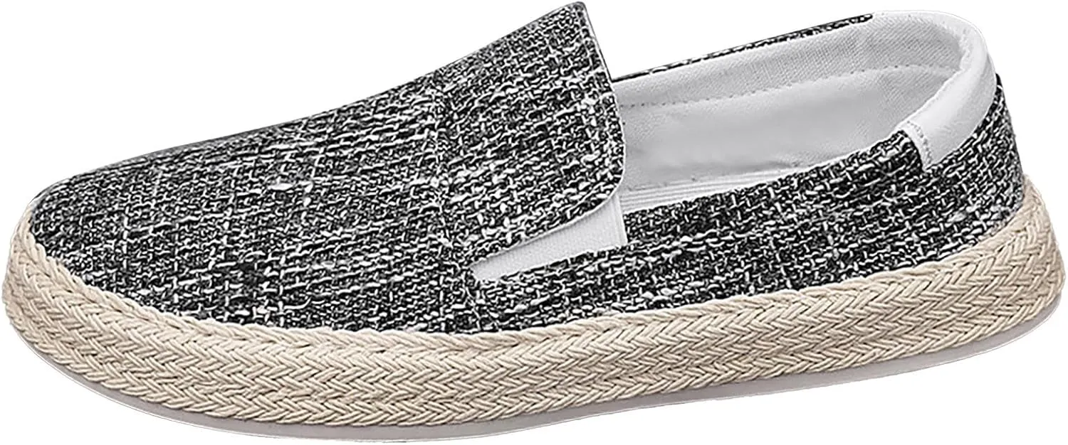 2023 Summer Men's Lazy Linen Casual Shoes Korean Students with A Straw Woven Board Shoes Men Casual Men Shoes Size 13