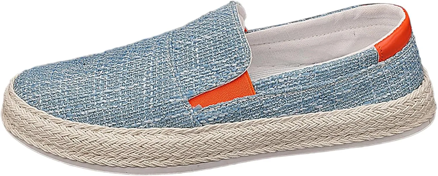 2023 Summer Men's Lazy Linen Casual Shoes Korean Students with A Straw Woven Board Shoes Men Casual Men Shoes Size 13