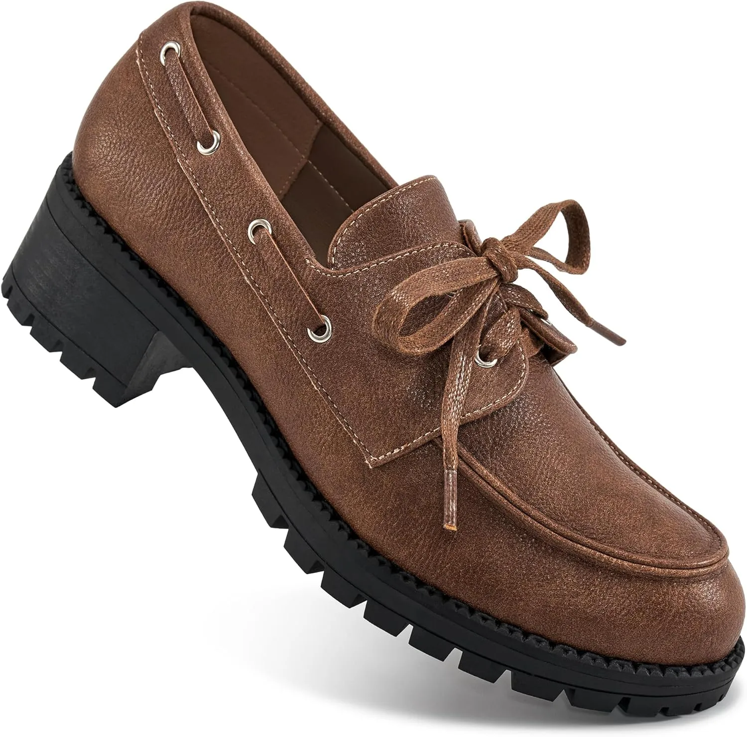 Ablanczoom Oxford Shoes for Women: Lace Up Women's Platform Chunky Loafers with Lug Sole - Dress Shoes for Work Business