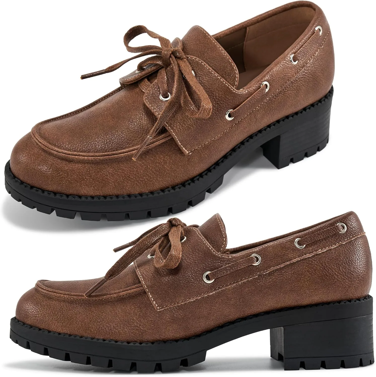 Ablanczoom Oxford Shoes for Women: Lace Up Women's Platform Chunky Loafers with Lug Sole - Dress Shoes for Work Business