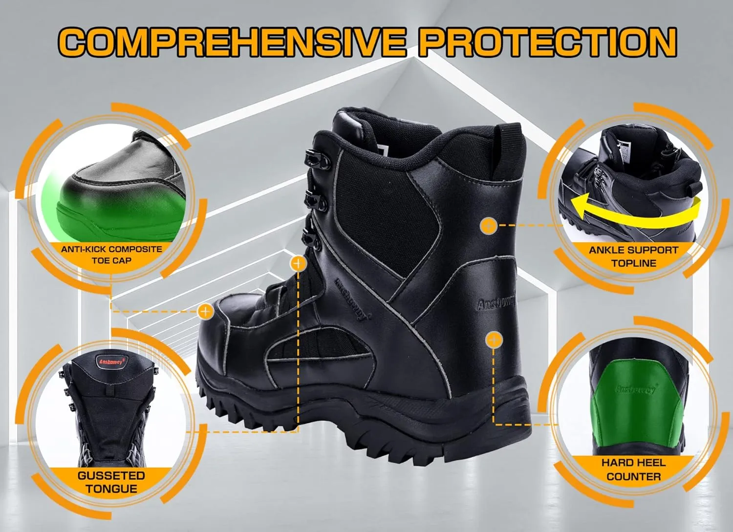 Ansbowey Men's Military Tactical Boots Lightweight Outdoor Jungle Hiking Boots