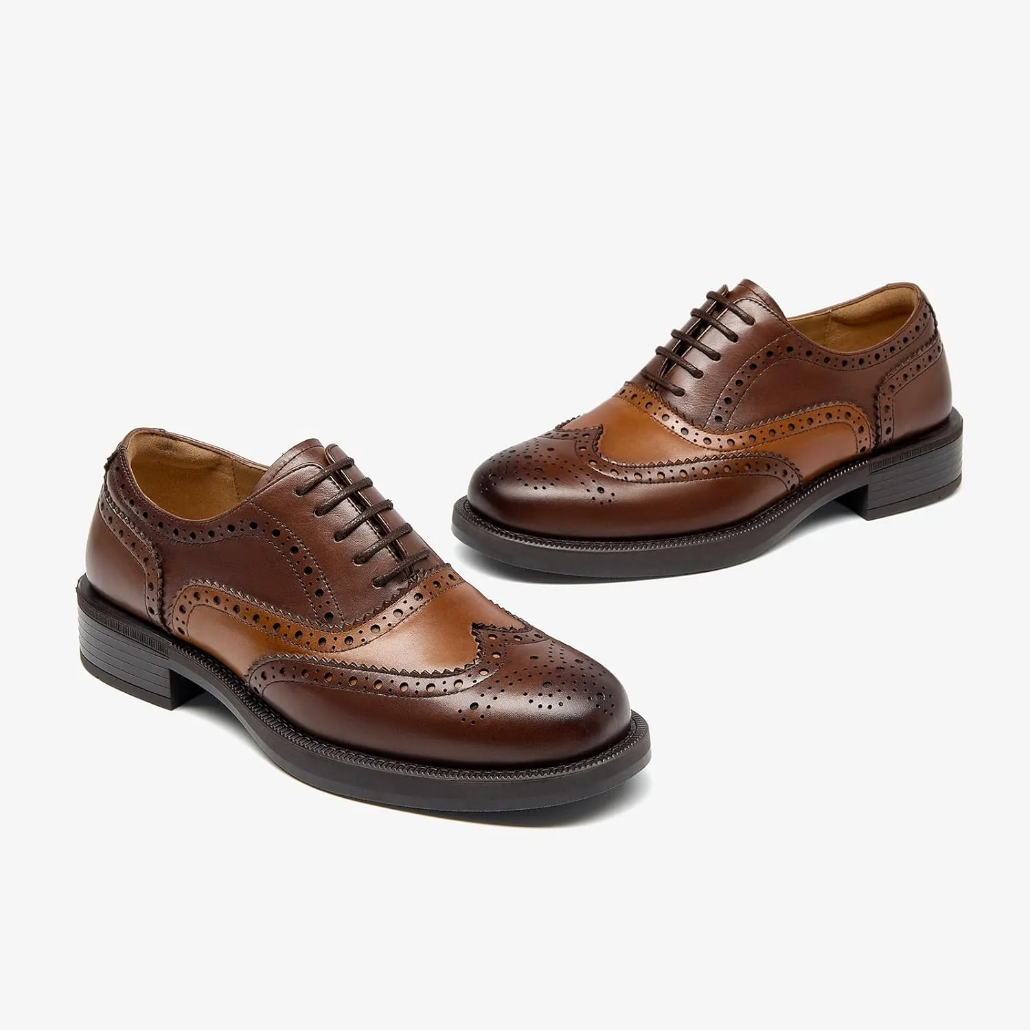 BEAU TODAY Women's Oxfords Dress Shoes, Leather Lace-Up Oxfords for Women, Comfortable Formal Cap Toe Business Casual Non Slip Office Driving Oxfords Shoes