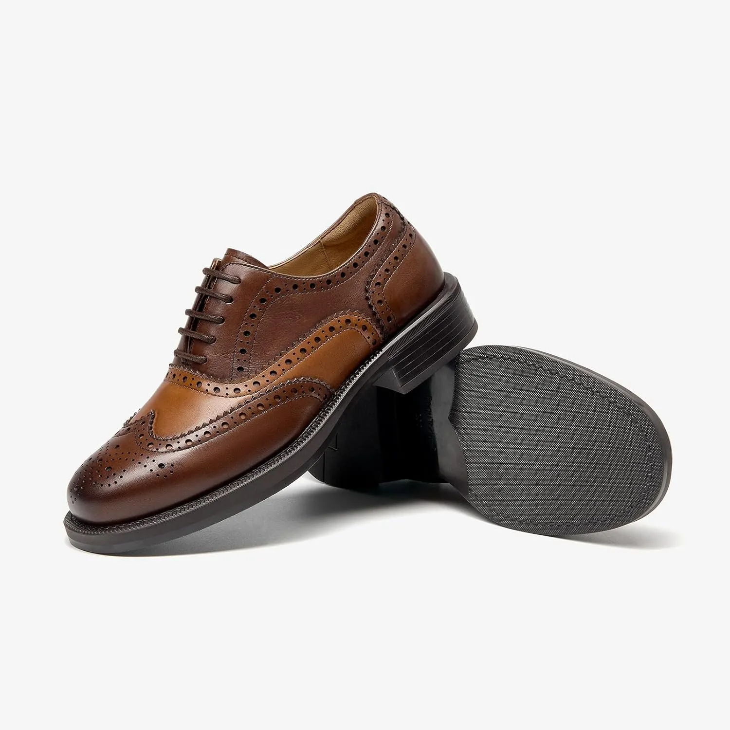 BEAU TODAY Women's Oxfords Dress Shoes, Leather Lace-Up Oxfords for Women, Comfortable Formal Cap Toe Business Casual Non Slip Office Driving Oxfords Shoes
