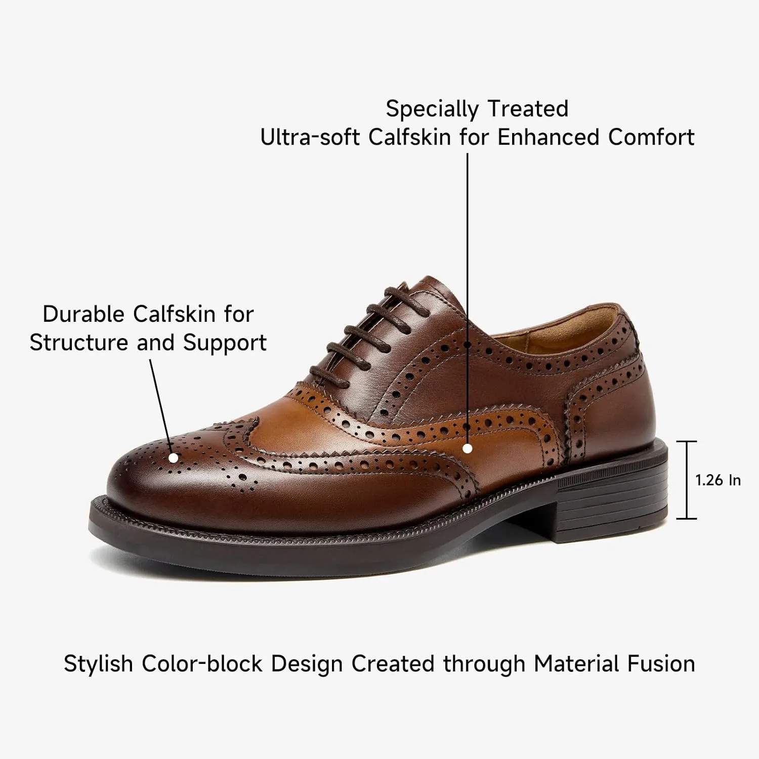 BEAU TODAY Women's Oxfords Dress Shoes, Leather Lace-Up Oxfords for Women, Comfortable Formal Cap Toe Business Casual Non Slip Office Driving Oxfords Shoes