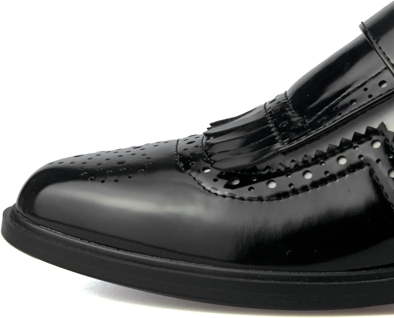 Black and White Oxfords for Women Tassel Patent Leather Chunky Low Heels Slip On Footwear Pumps Shoes Two Tone Oxford Shoes