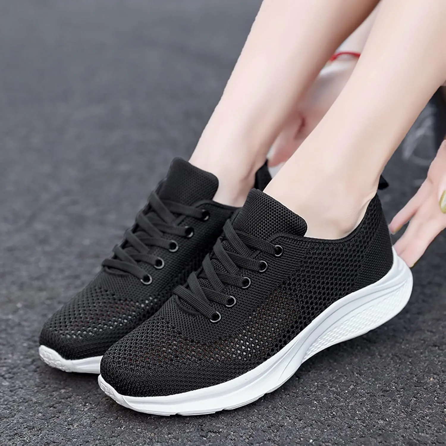 Black High Top Sneakers for Women Comfortable Women's Non Slip Work Shoes Wide Width Black Sneakers for Women Black Casual Sneakers for Women 2023 Zapatos Cerrados De Vestir OrtopéDicos para Mujer