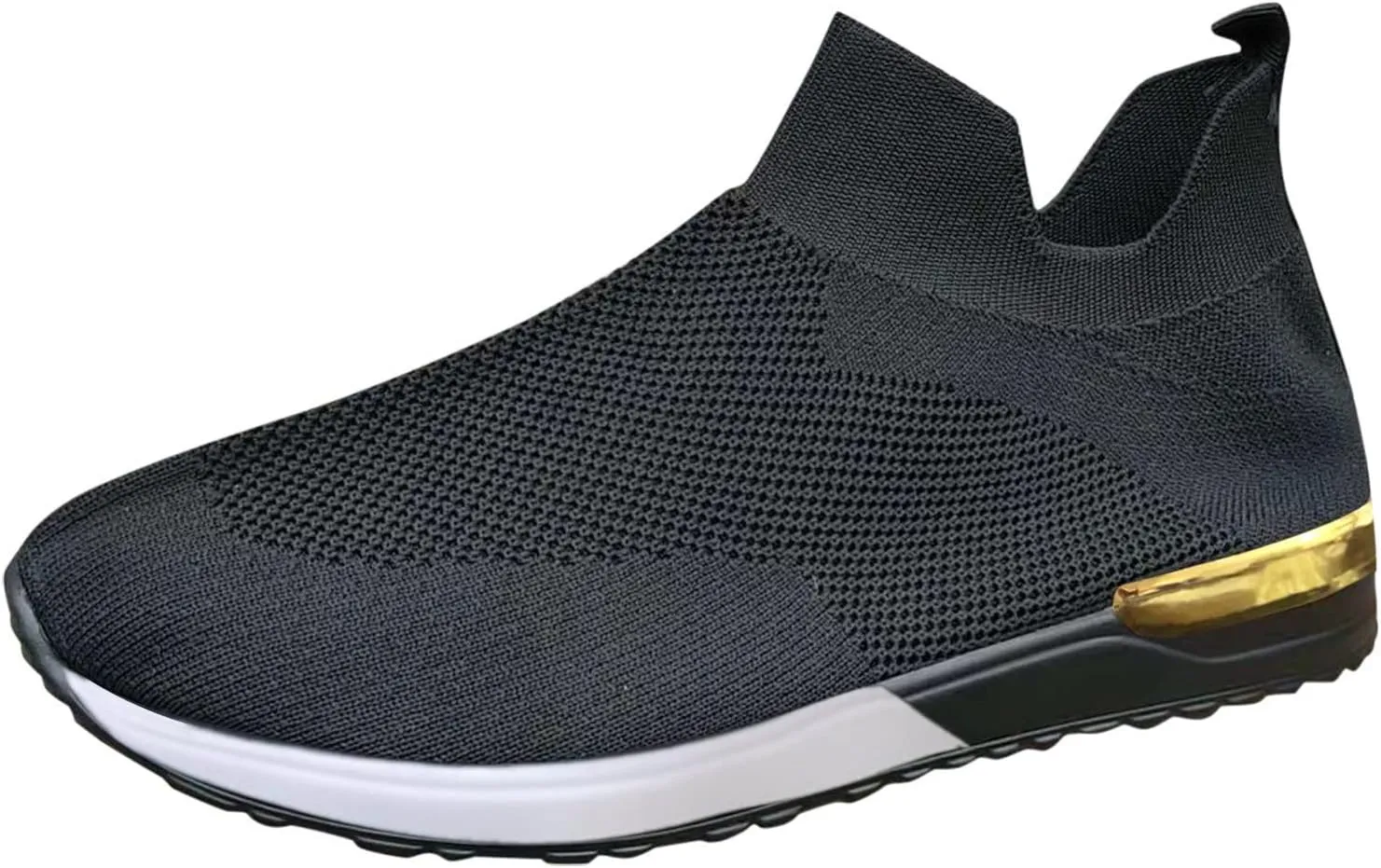 Black Platform Tennis Shoes for Women Slip On Sneakers Women Arch Support Platform Womens Casual Shoes Slip Ons with Arch Support Women's Sneakers Womens Black Sneakers Size 7w