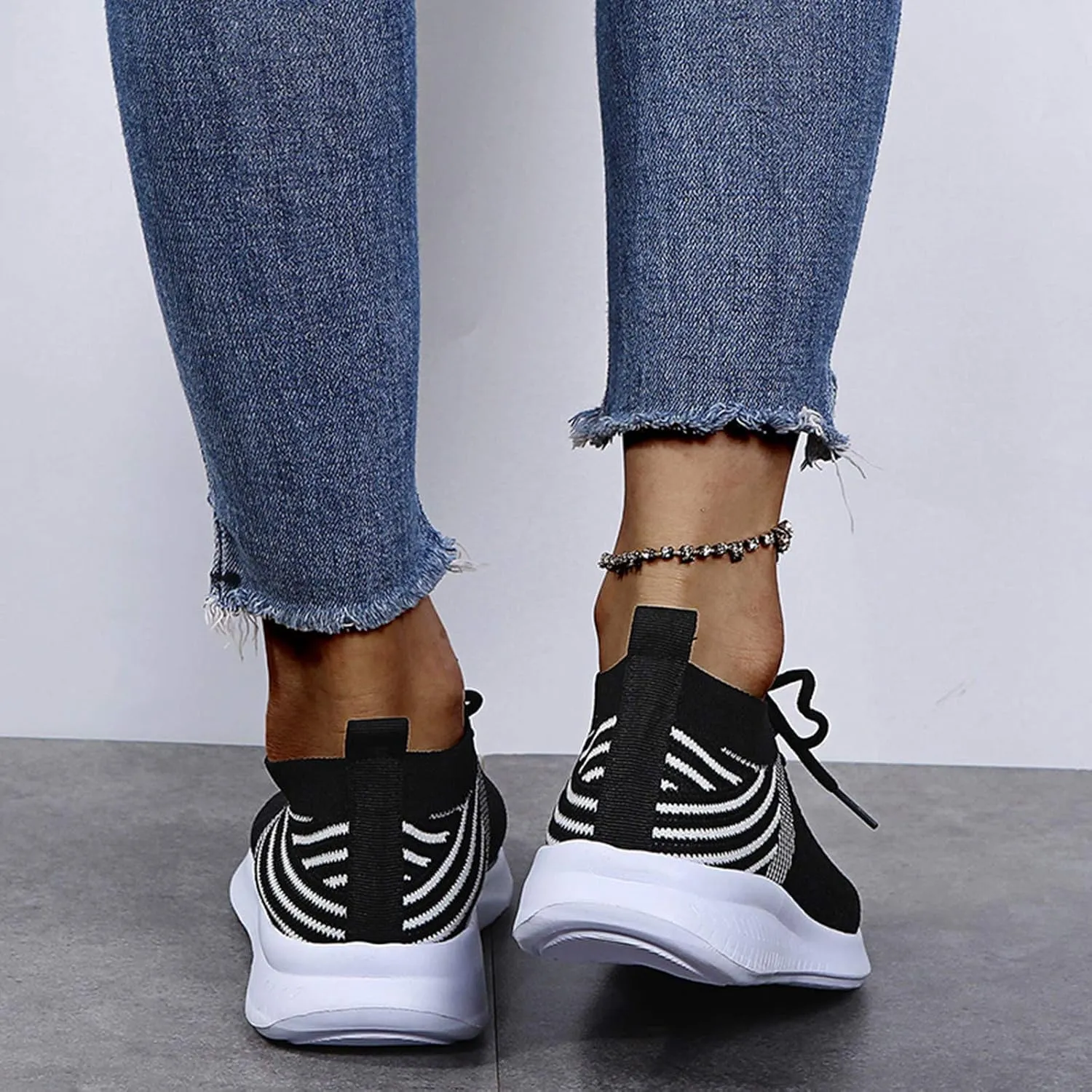 Black Running Sneakers for Women Slip Resistant Women's Black Work Shoes Size 9 Black Lace Up Workout Shoes Women Wide Width Platform Sneaker for Women Sneakers Slip On Zapatos Comodos Para Mujer