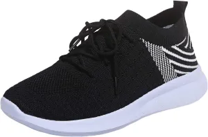 Black Running Sneakers for Women Slip Resistant Women's Black Work Shoes Size 9 Black Lace Up Workout Shoes Women Wide Width Platform Sneaker for Women Sneakers Slip On Zapatos Comodos Para Mujer