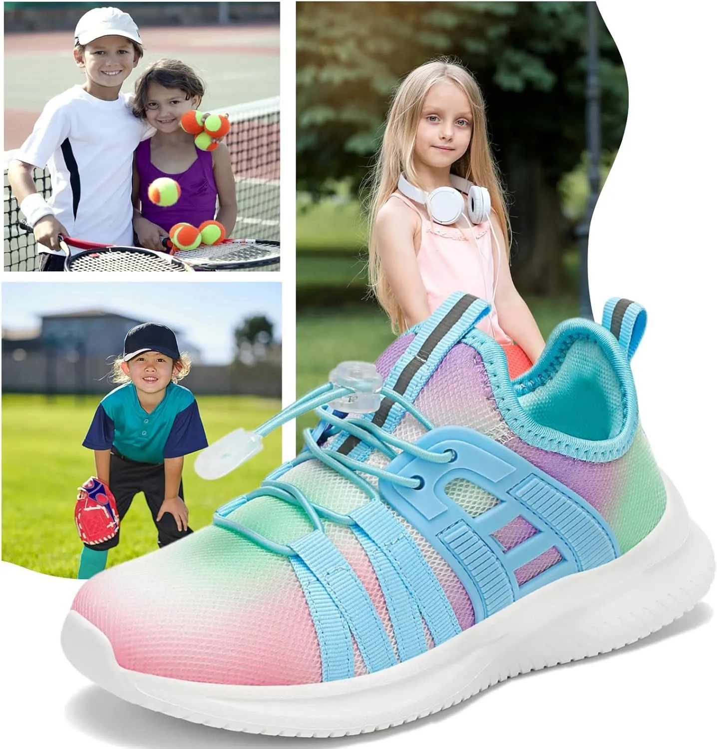 Boys Girls Sneakers Breathable Kids Running Shoes Comfortable Tennis Shoes Lightweight Toddler/Little Kid/Big Kid