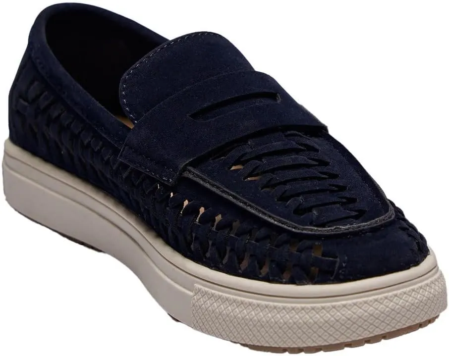 Boys Suede Penny Loafers with Woven Design – Casual Footwear with Platform Sole