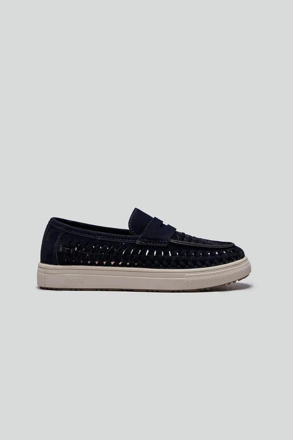 Boys Suede Penny Loafers with Woven Design – Casual Footwear with Platform Sole