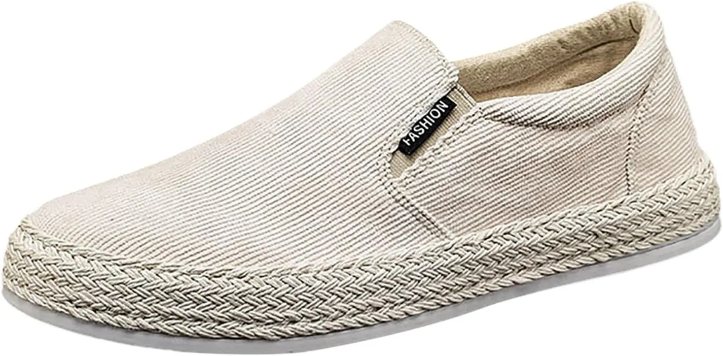 Canvas Men's Shoes Summer Thin Breathable Casual Flat Shoes No Laces Linen Casual Shoes Flat Shoes for Men Casual