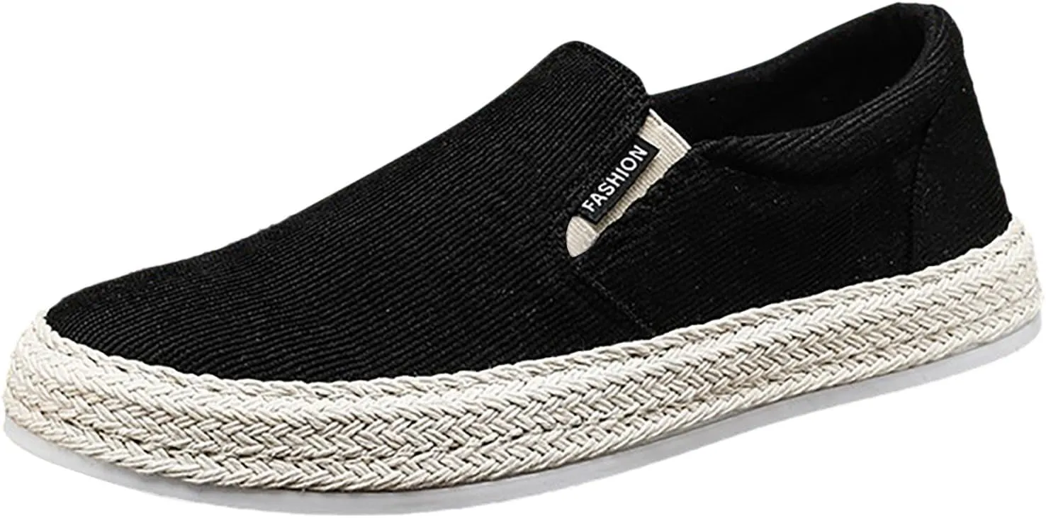 Canvas Men's Shoes Summer Thin Breathable Casual Flat Shoes No Laces Linen Casual Shoes Flat Shoes for Men Casual