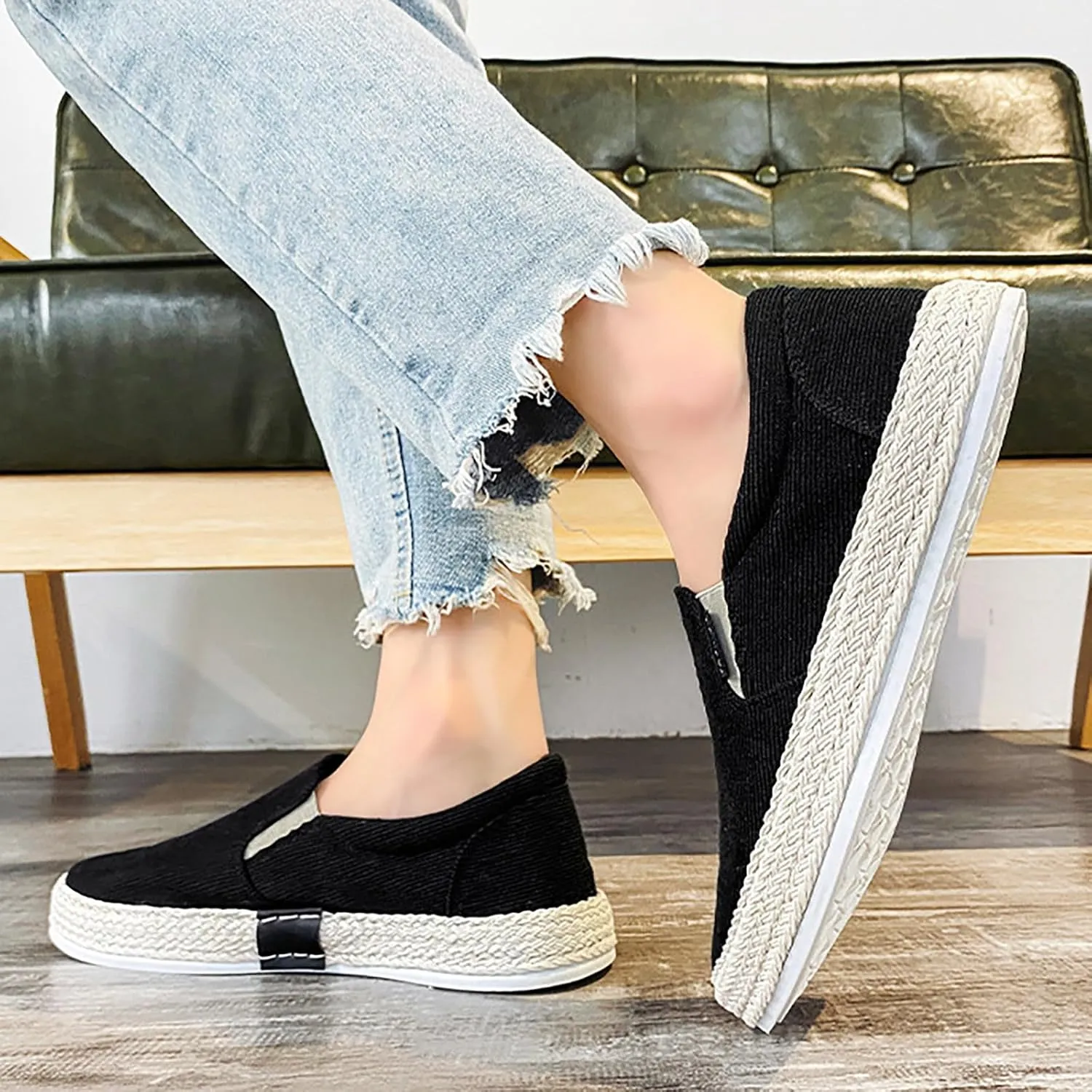 Canvas Men's Shoes Summer Thin Breathable Casual Flat Shoes No Laces Linen Casual Shoes Flat Shoes for Men Casual