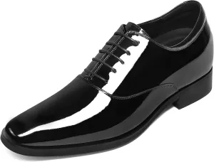 CHAMARIPA Men's Leather Elevator Shoes with Ergonomic Built-in Height Insoles | Breathable Anti-Shift Design, One-Last-One-Size Custom Fit | Enhanced Arch Support & Stealth Height Increase