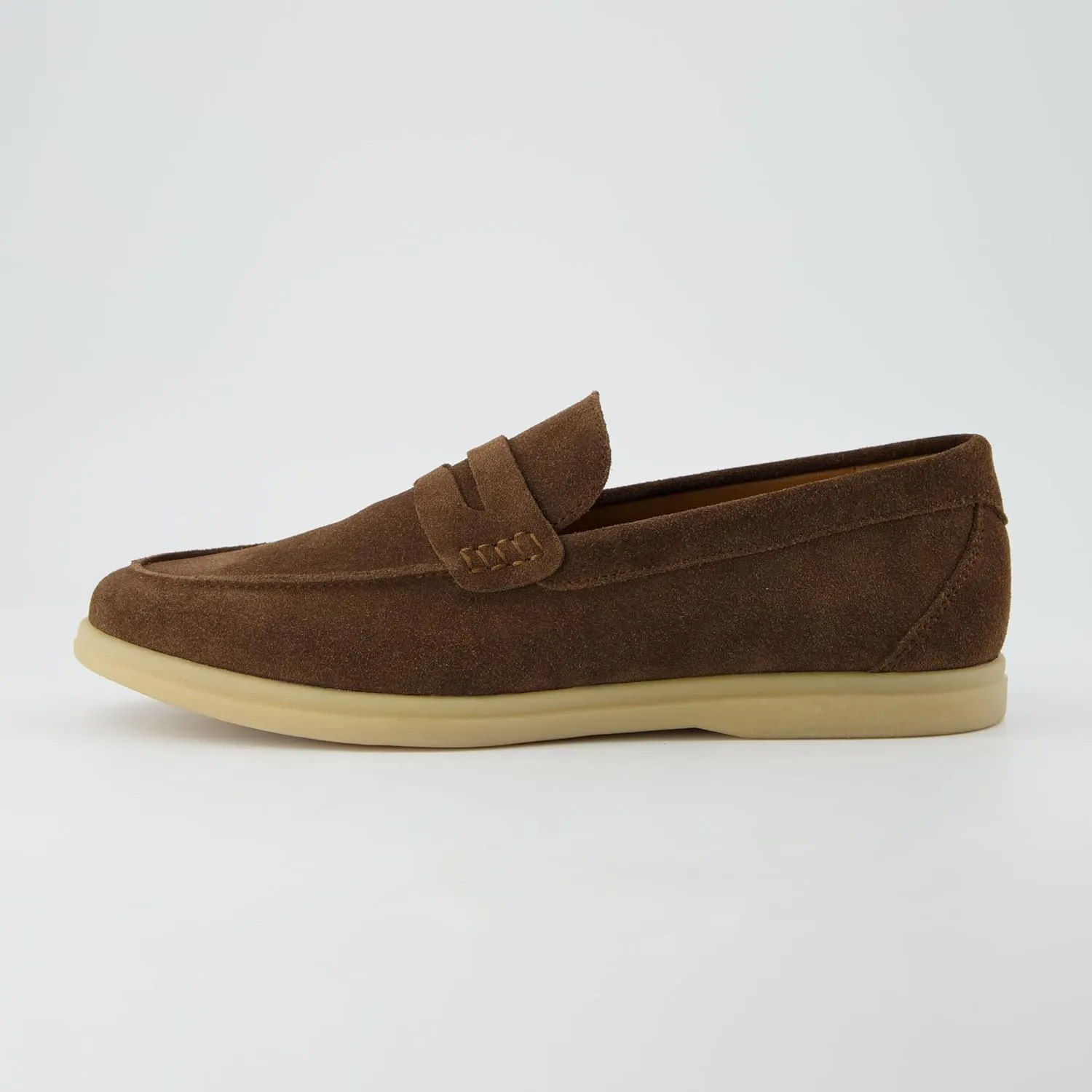 CUSHIONAIRE Selby Men's Genuine Leather Slip-On Casual Penny Loafers – Memory Foam, Rubber Sole