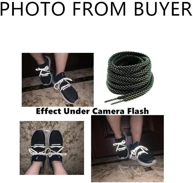 DECKER Reflective Shoelaces Round shoe laces 2 Pair Pack 5/32” Thick Night Jog Running Safe for Sneakers