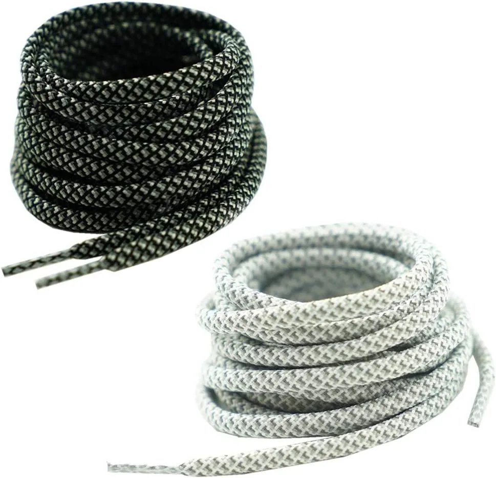 DECKER Reflective Shoelaces Round shoe laces 2 Pair Pack 5/32” Thick Night Jog Running Safe for Sneakers