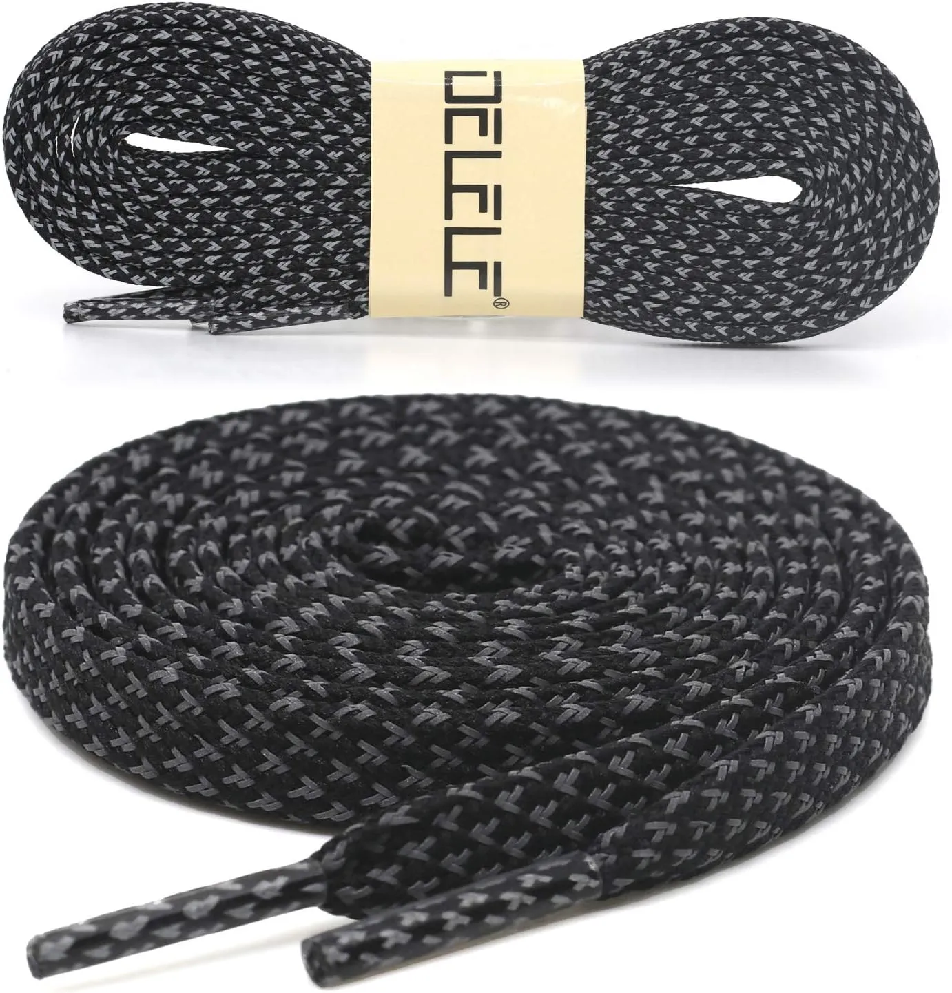 DELELE 2 Pairs Reflective Shoelace Flat Safety Laces for Shoes Sneakers Boots