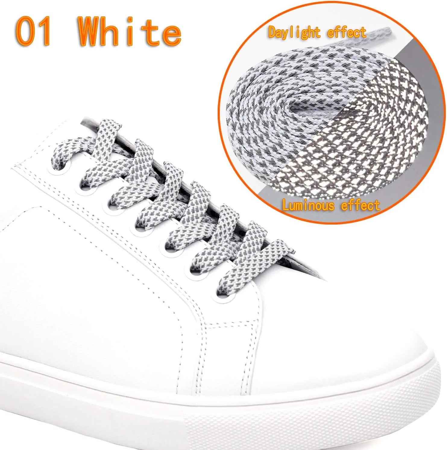 DELELE 2 Pairs Reflective Shoelace Flat Safety Laces for Shoes Sneakers Boots