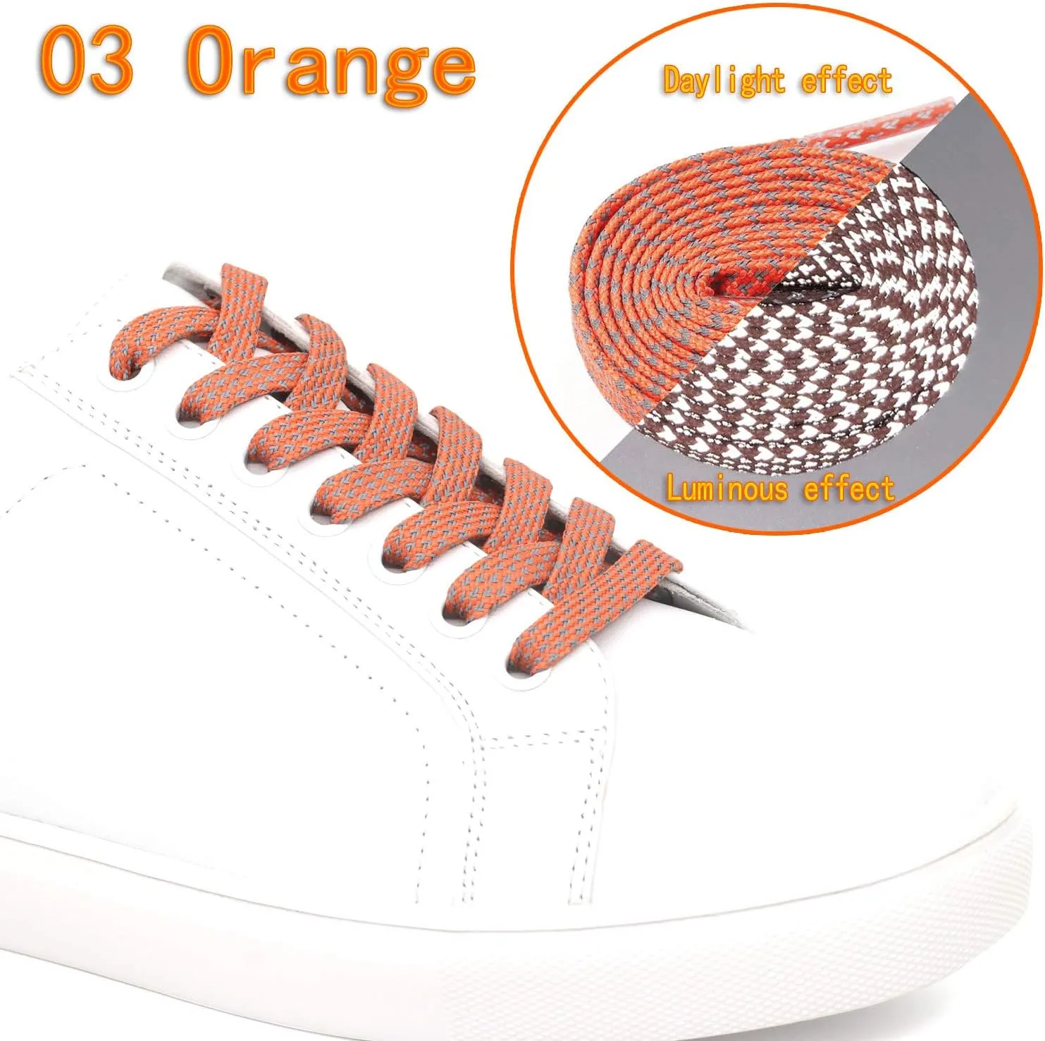 DELELE 2 Pairs Reflective Shoelace Flat Safety Laces for Shoes Sneakers Boots
