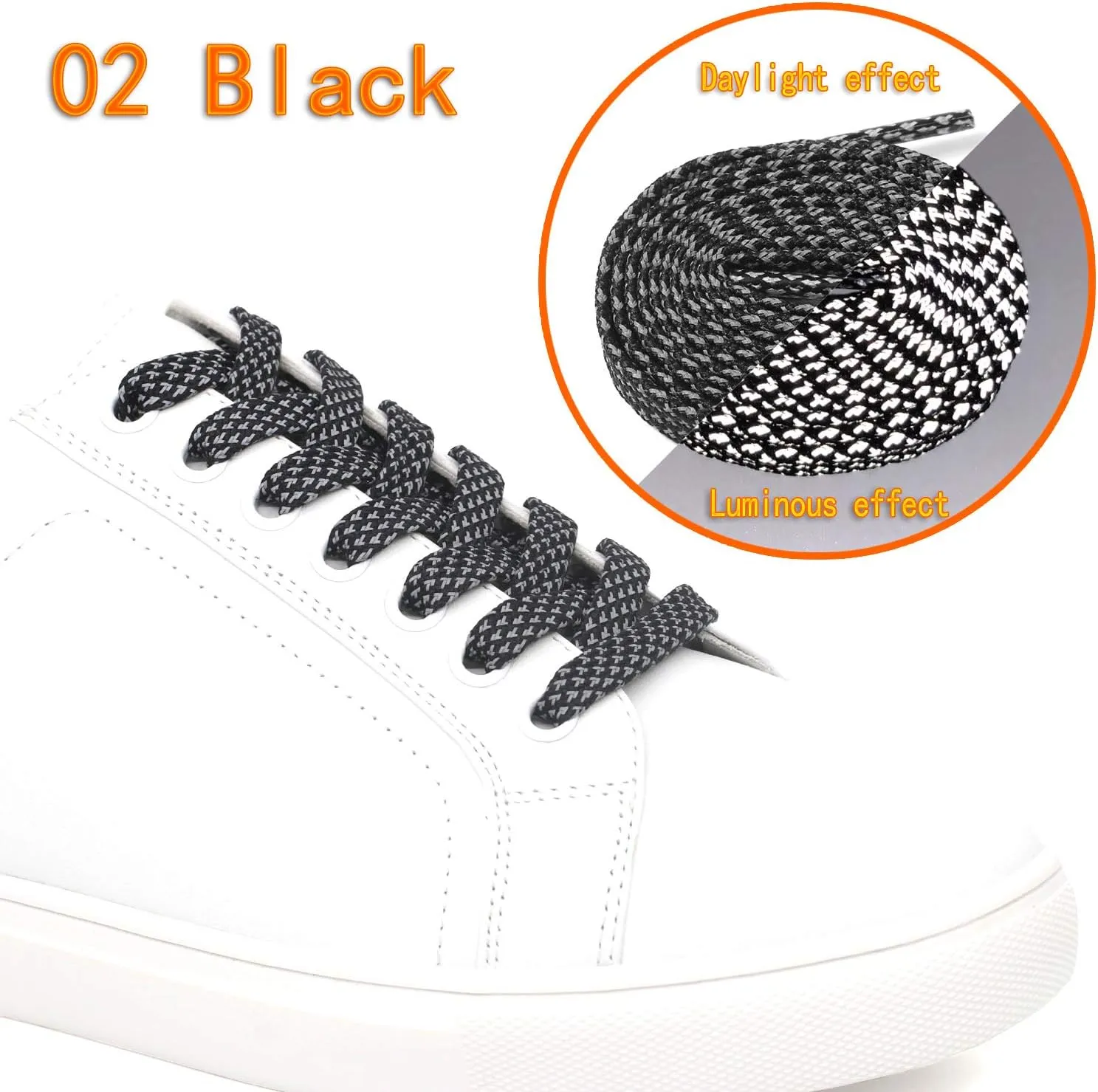 DELELE 2 Pairs Reflective Shoelace Flat Safety Laces for Shoes Sneakers Boots