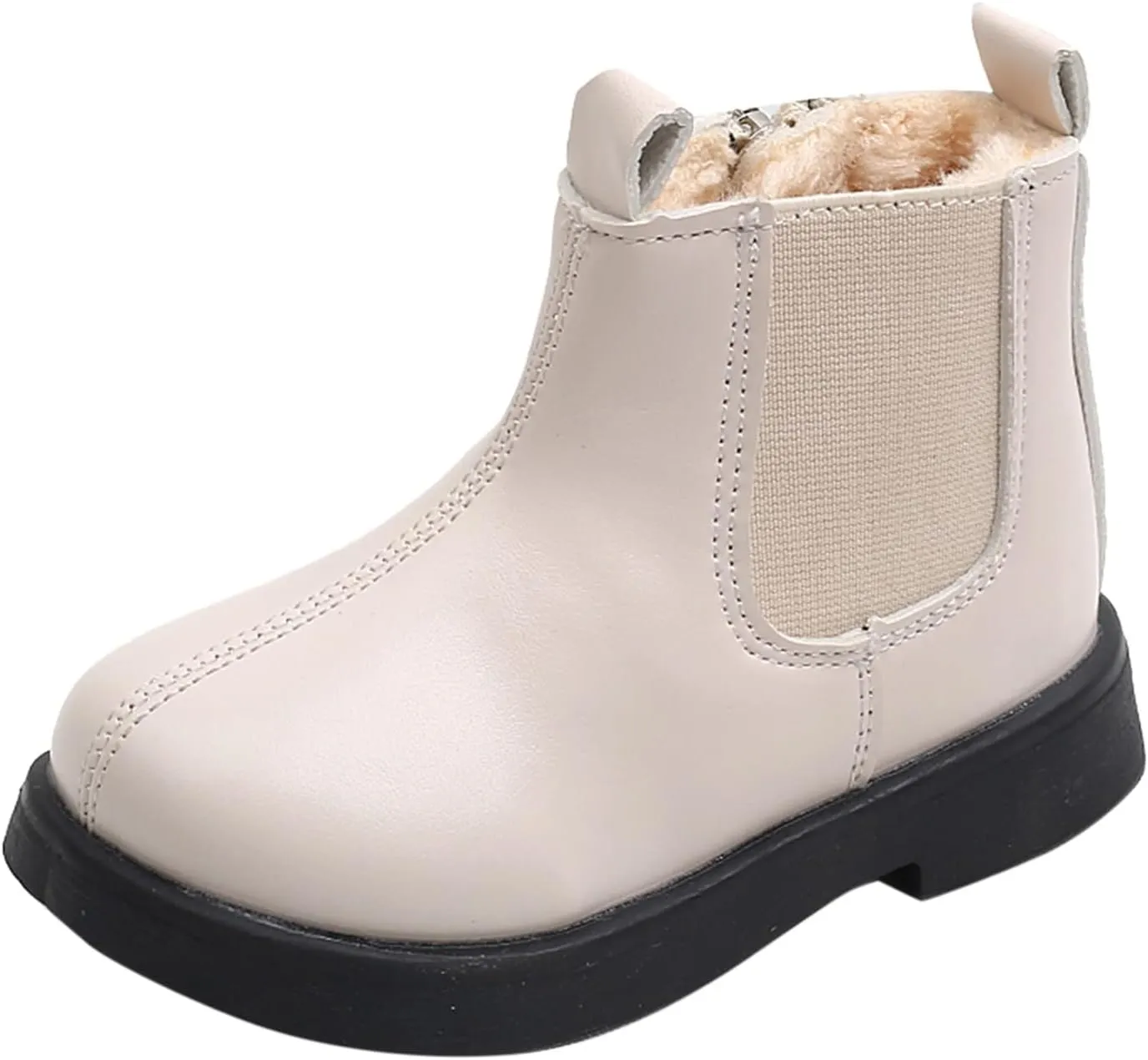 EnJoCho Little Boys Short Shoes Toddler Boots Boys and Girls Waterpoor Ankle Boots Side Zipper Booties Fleece Shoes