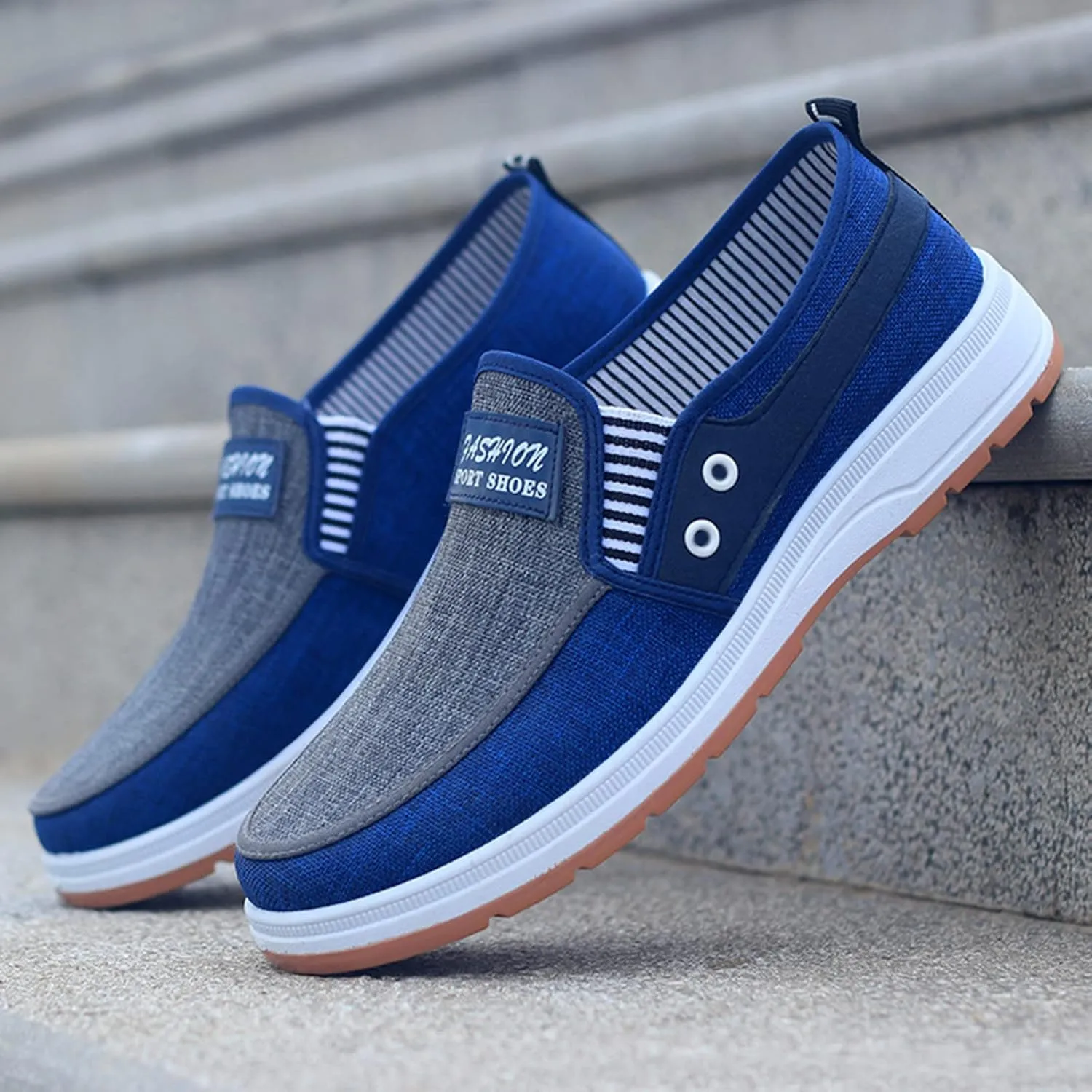 Fashion All Season Men Casual Shoes Flat Non Slip Soles Canvas Lightweight Slip On Comfortable Casual Shoes for Men Wide
