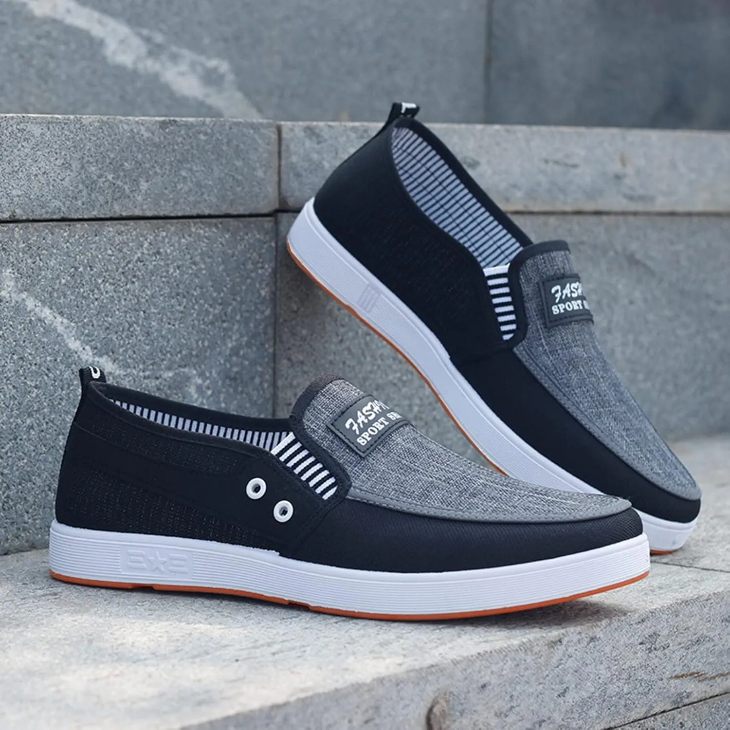 Fashion All Season Men Casual Shoes Flat Non Slip Soles Canvas Lightweight Slip On Comfortable Casual Shoes for Men Wide