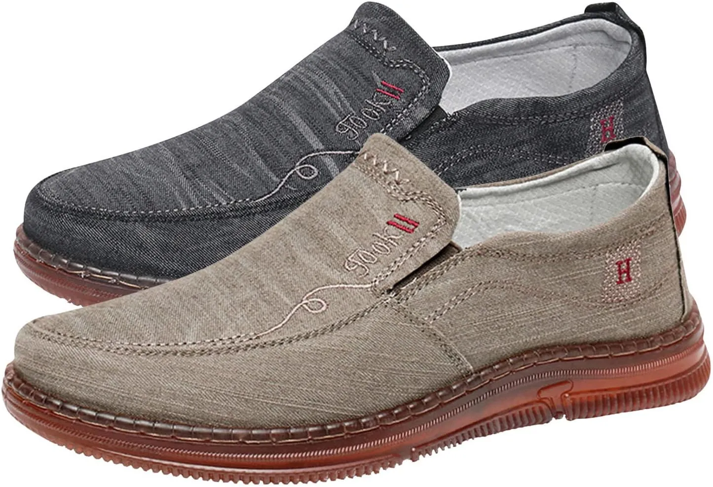 Fashion Spring Summer Men Casual Shoes Flat Bottom Thick Sole Non Slip Solid Canvas Shoes for Men Casual Slip on Leather