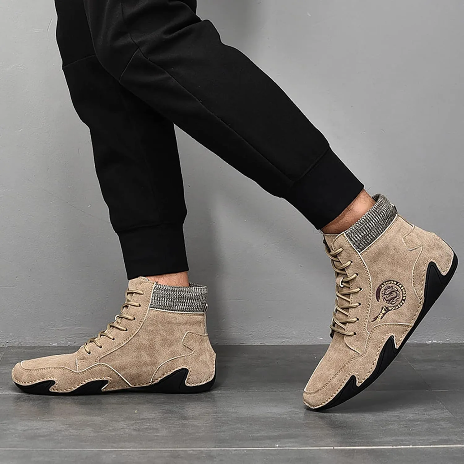 Fit Sneaker Men's Casual Shoes Korean Version High Top Shoes Round Toe Breathable Daily Mens Sneaker Slippers Size 12