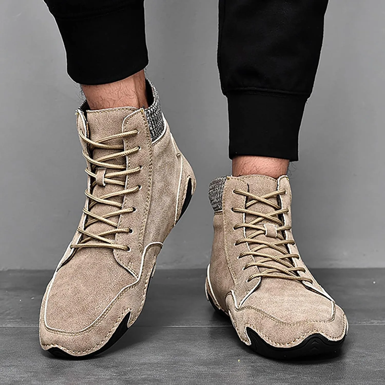 Fit Sneaker Men's Casual Shoes Korean Version High Top Shoes Round Toe Breathable Daily Mens Sneaker Slippers Size 12
