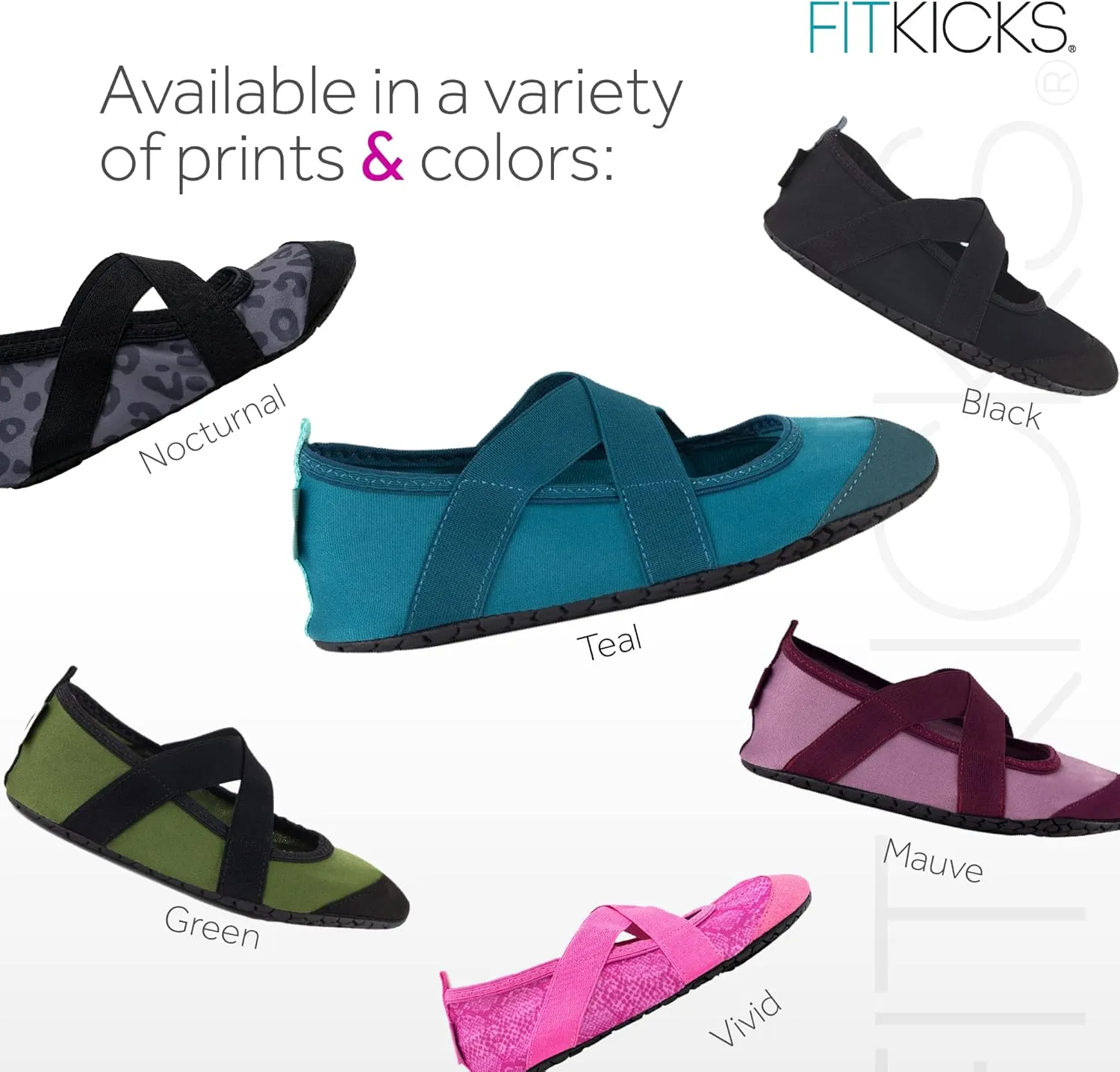 FITKICKS Crossovers Active Lifestyle Footwear Double Grip Straps Reinforced Toe Flexible Range of Motion Comfort Fit
