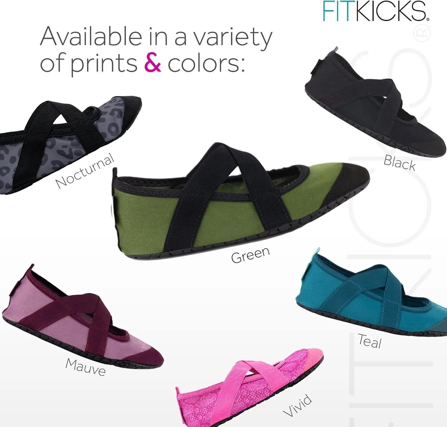 FITKICKS Crossovers Active Lifestyle Footwear Double Grip Straps Reinforced Toe Flexible Range of Motion Comfort Fit