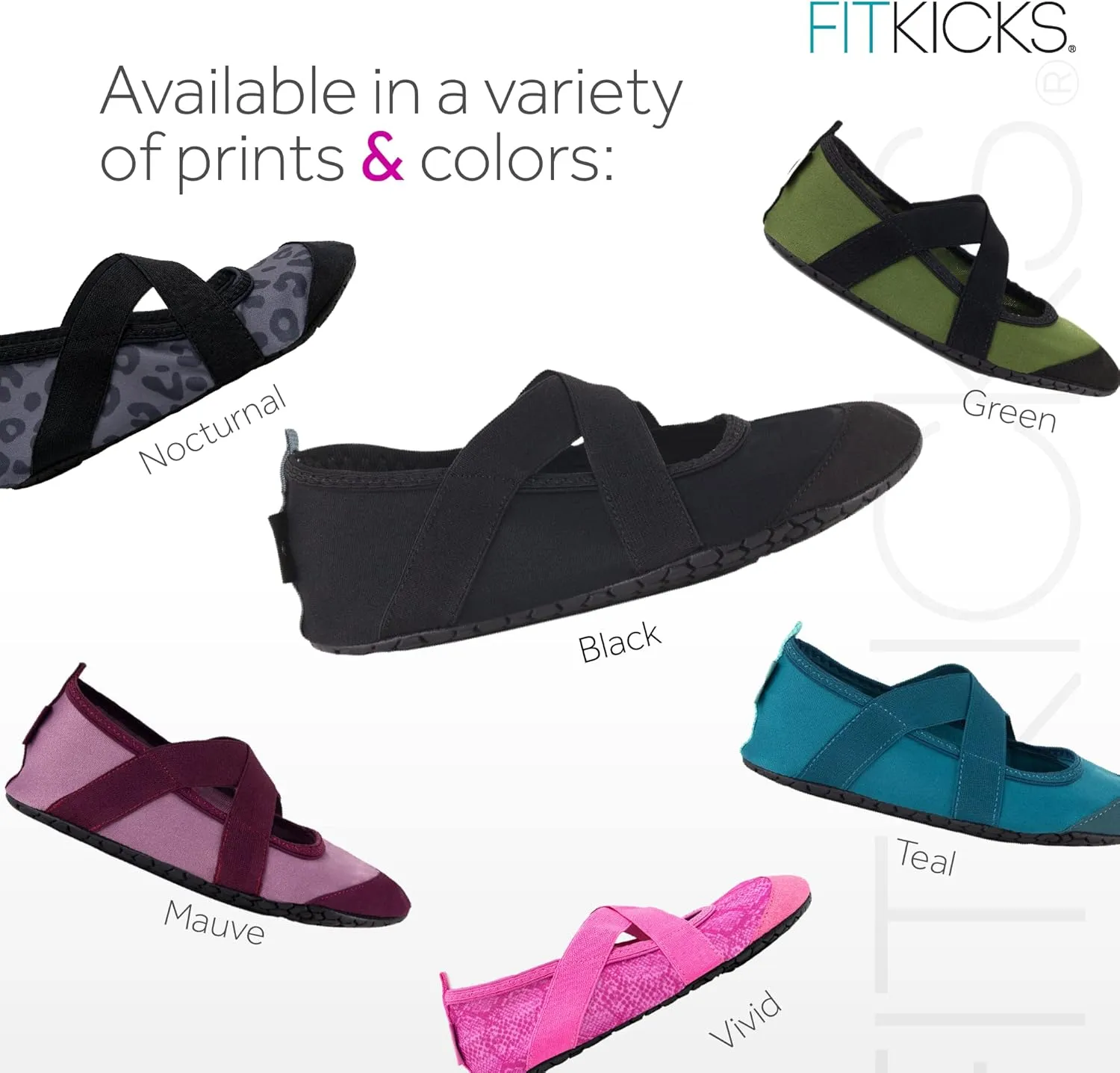 FITKICKS Crossovers Active Lifestyle Footwear Double Grip Straps Reinforced Toe Flexible Range of Motion Comfort Fit