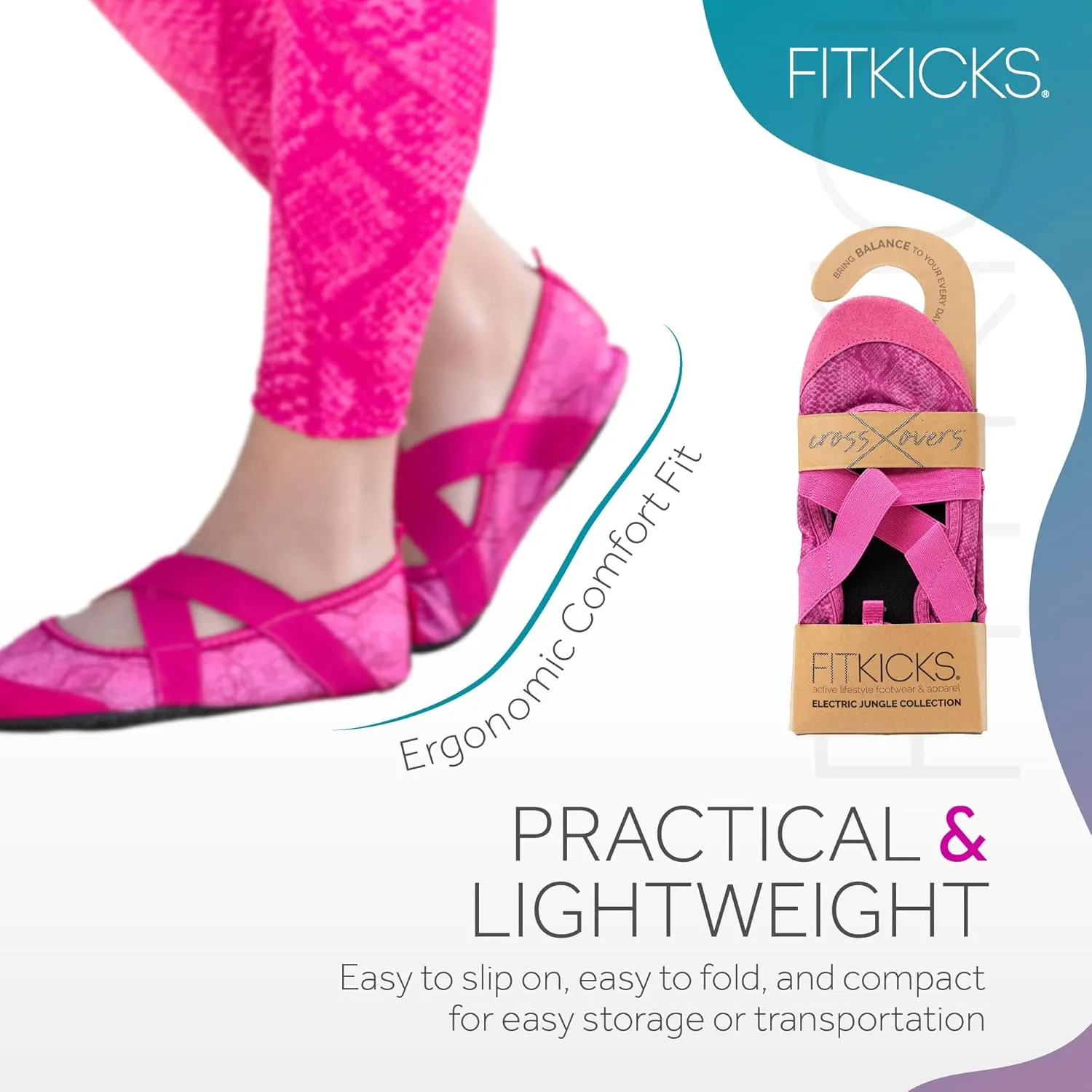 FITKICKS Crossovers Active Lifestyle Footwear Double Grip Straps Reinforced Toe Flexible Range of Motion Comfort Fit