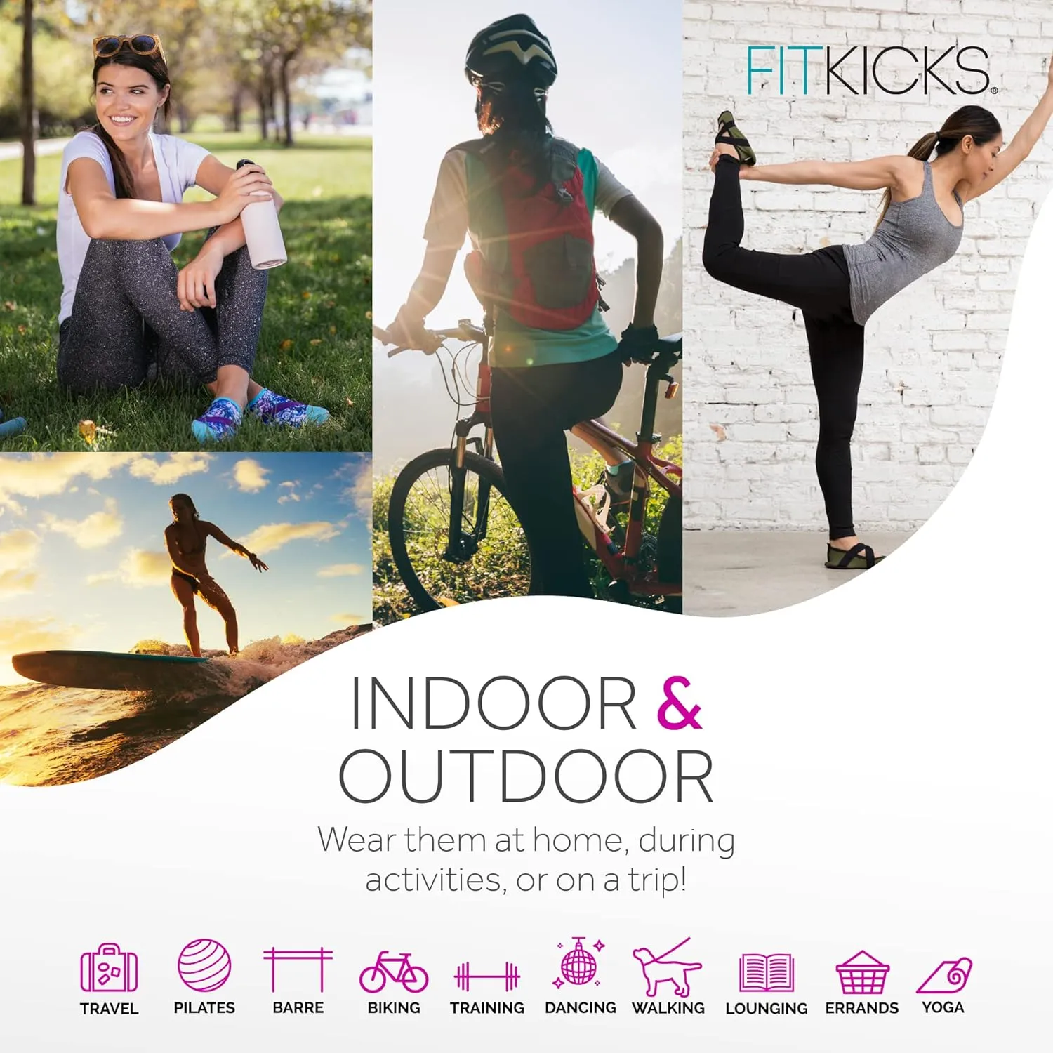 FITKICKS Crossovers Active Lifestyle Footwear Double Grip Straps Reinforced Toe Flexible Range of Motion Comfort Fit