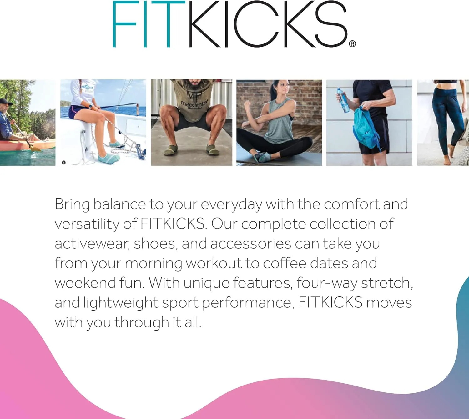 FITKICKS Crossovers Active Lifestyle Footwear Double Grip Straps Reinforced Toe Flexible Range of Motion Comfort Fit