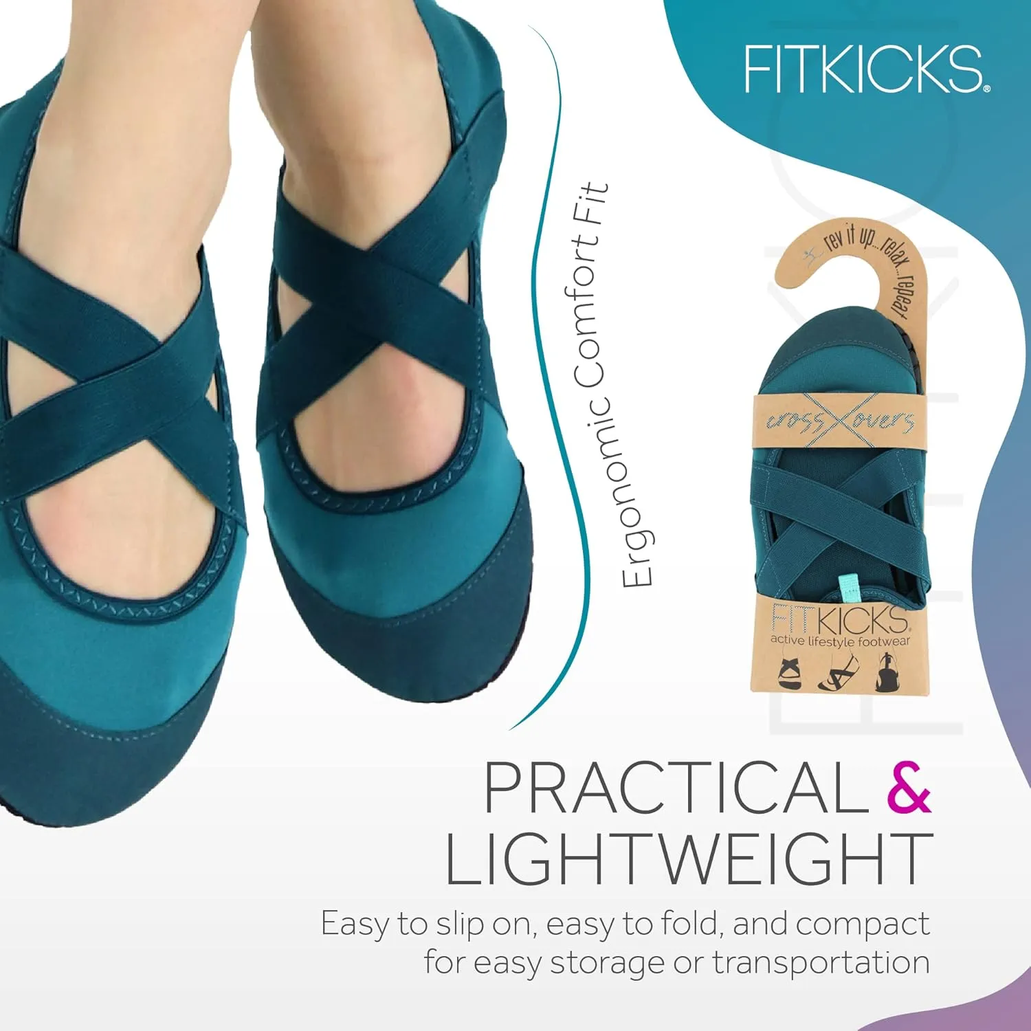 FITKICKS Crossovers Active Lifestyle Footwear Double Grip Straps Reinforced Toe Flexible Range of Motion Comfort Fit