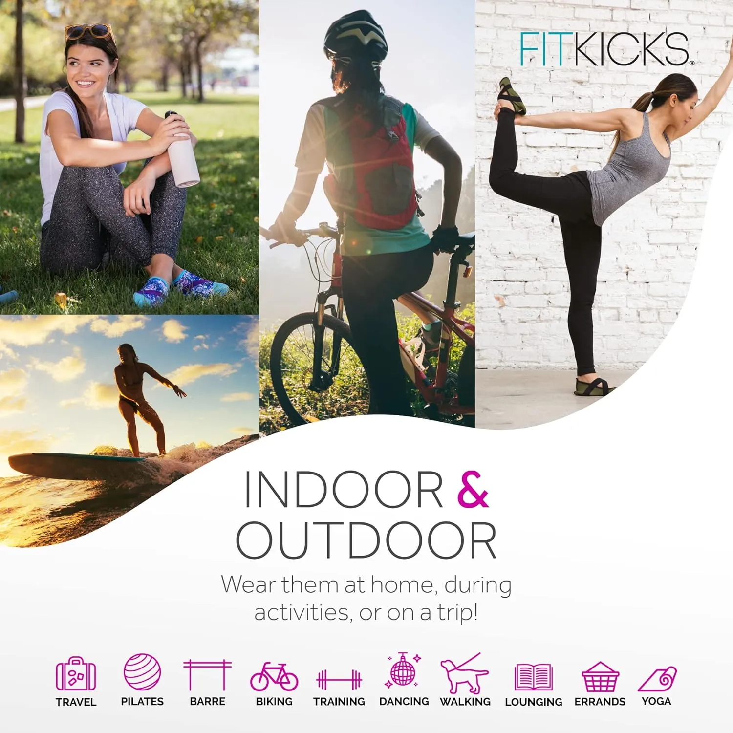 FITKICKS Crossovers Active Lifestyle Footwear Double Grip Straps Reinforced Toe Flexible Range of Motion Comfort Fit
