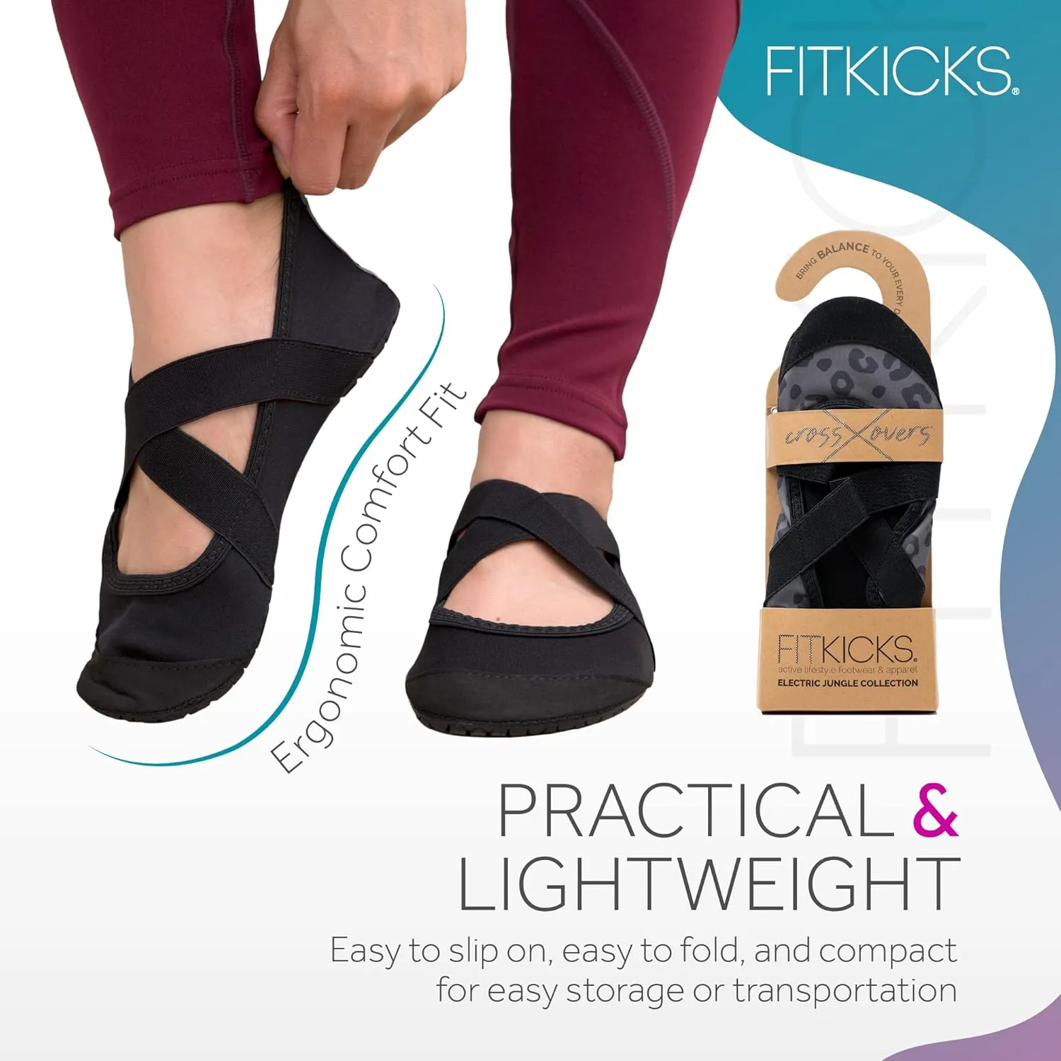 FITKICKS Crossovers Active Lifestyle Footwear Double Grip Straps Reinforced Toe Flexible Range of Motion Comfort Fit