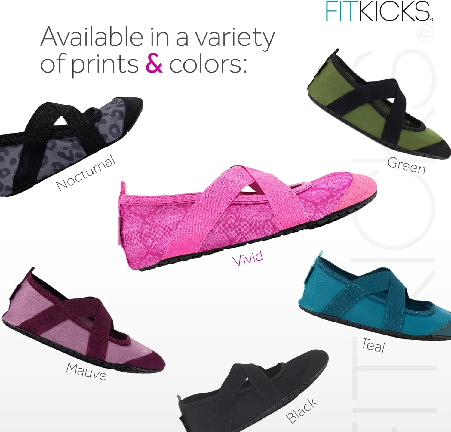FITKICKS Crossovers Active Lifestyle Footwear Double Grip Straps Reinforced Toe Flexible Range of Motion Comfort Fit