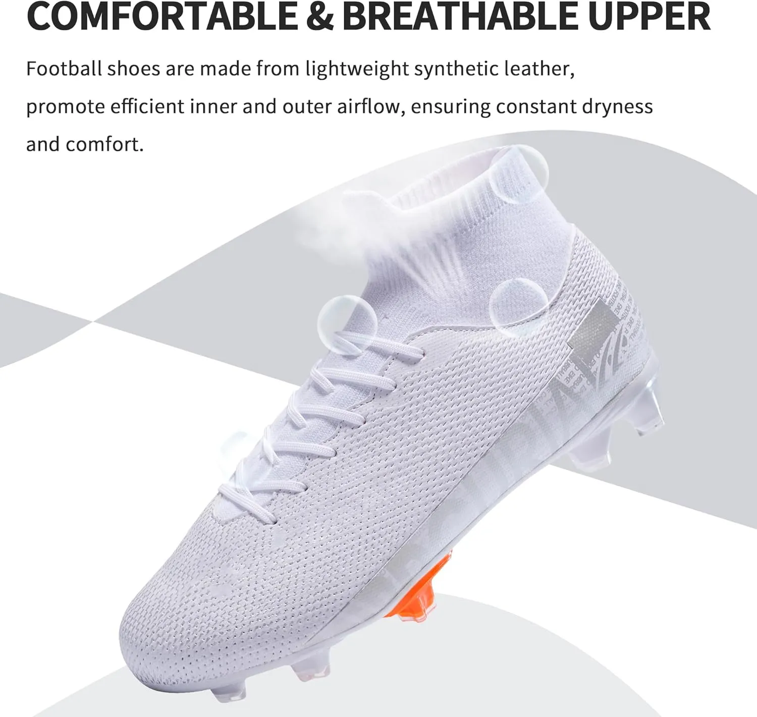 Football Cleats Men, Indoor Outdoor High Top Soccer Shoes Lightweight Shock Resistant Training Boots Breathable Professional Turf Shoes Sport Athletic Ground Football Boots FG Soccer Cleats for Men