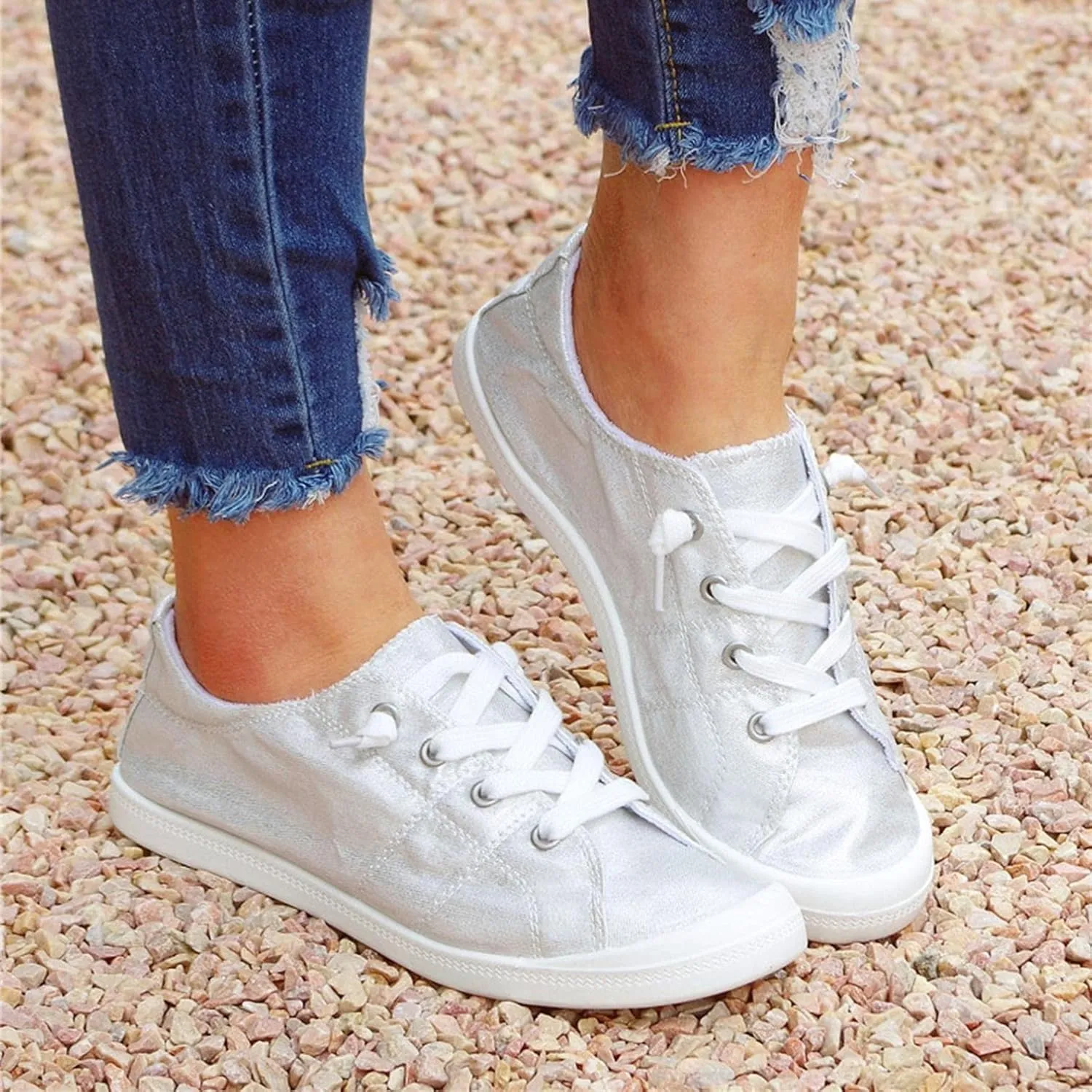 Hbeylia Canvas Shoes For Women Fashion Casual Plaid Lace Up Low Top Play Sneakers Lightweight Low Heels Slip On Flats Loafers Walking Shoes For Girls Running Outdoor Sports Driving