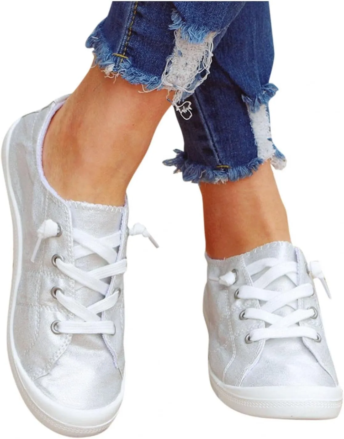 Hbeylia Canvas Shoes For Women Fashion Casual Plaid Lace Up Low Top Play Sneakers Lightweight Low Heels Slip On Flats Loafers Walking Shoes For Girls Running Outdoor Sports Driving