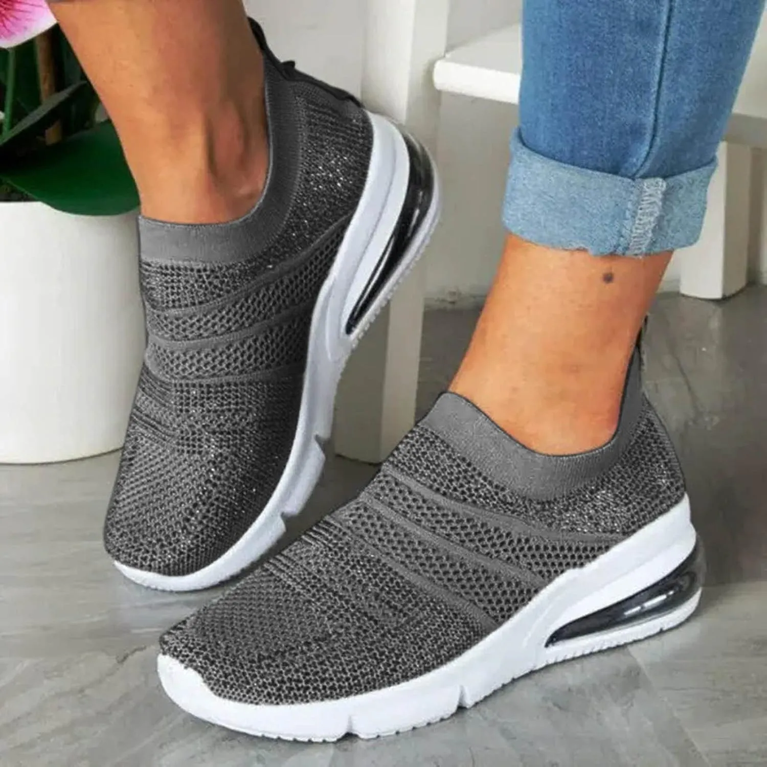 High Top Sneakers for Women Arch Support Zapatos De Mujer para Correr Non Slip Winter Shoes for Women Women's Fashion Sport Breathable Mesh Platform Sneakers Women's Slip On Shoes