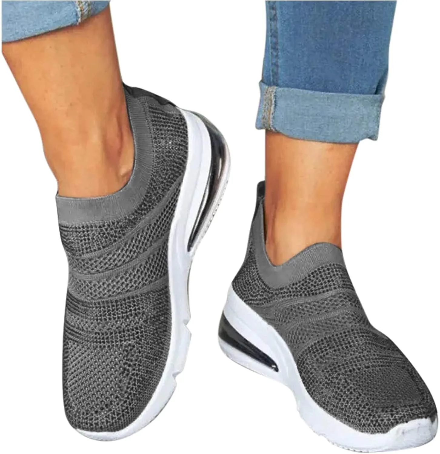 High Top Sneakers for Women Arch Support Zapatos De Mujer para Correr Non Slip Winter Shoes for Women Women's Fashion Sport Breathable Mesh Platform Sneakers Women's Slip On Shoes